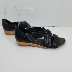 Eric Michael Women Soft Leather Black strappy  Sandal in Size 37 US 7